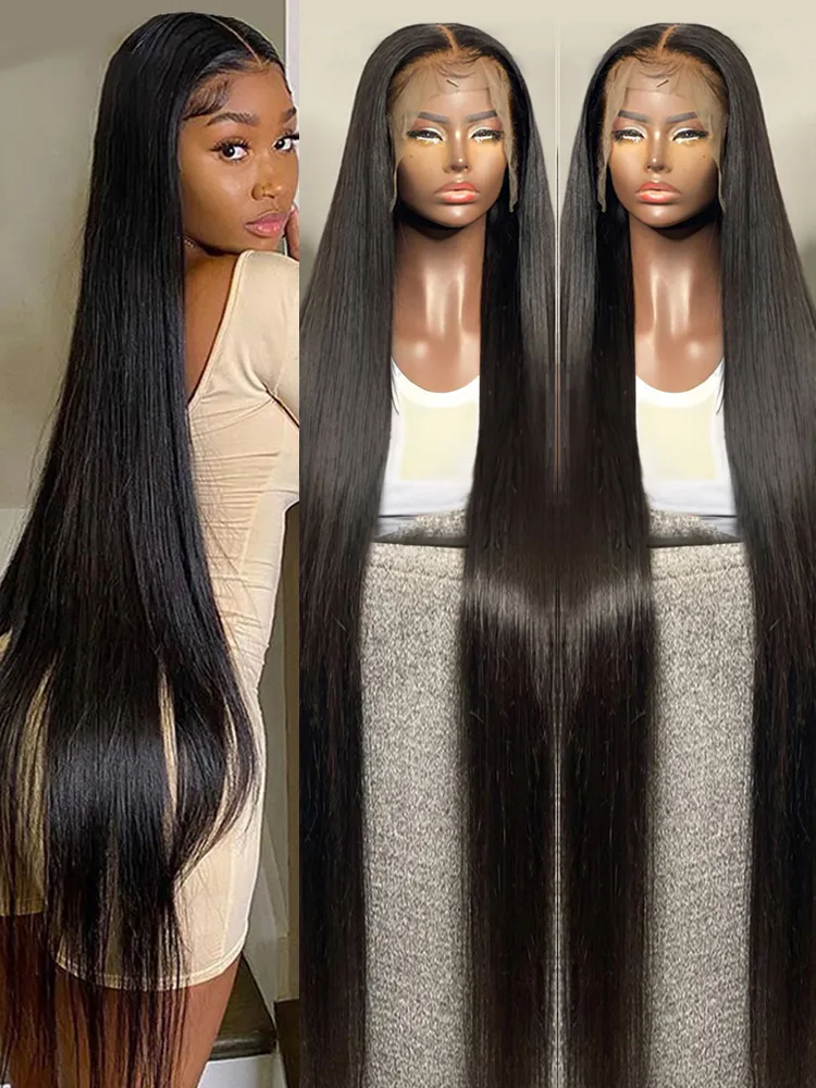 220%density 30 40 Inch Bone Straight 360 Lace Frontal Wig Brazilian Glueless 13x4 Lace Front Human Hair Wigs for Women Pre Plucked Hairline