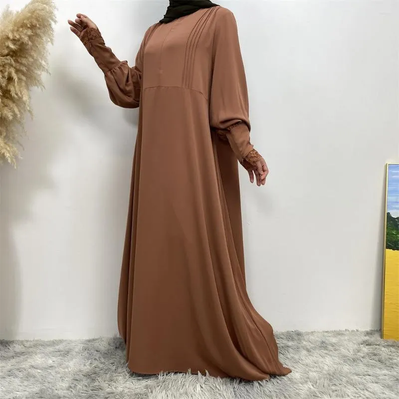 민족 의류 럭셔리 Abaya 여성을위한 간단한 레이스 지퍼 아랍 터키 가디건 긴 드레스 두바이 느슨한 무슬림 기질 이슬람 옷