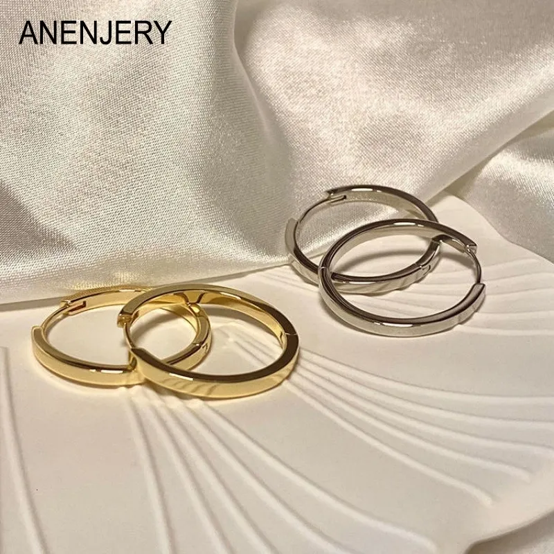 Stud Anenjery Metal Glossy Round Round Round Oorrings voor vrouwen Frans ontwerp Geometrisch Ear Buckle Trendy Jewelry Pendientes Mujer 230816