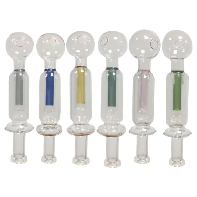 Glass Oil Burners Smoking Pipes Mini Recycle Chamber with 30mm Bowl Straight Bubbler Hand Pipe Dab Tools