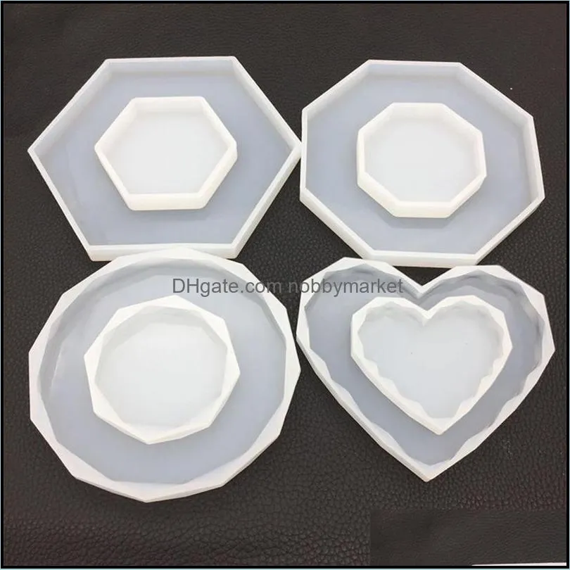 Moldes Octagon Heart Rhombus Sile Diy resina artesanato jóias Fazendo jóias epóxi Polímero de argila Placa de lama Drop Deliver