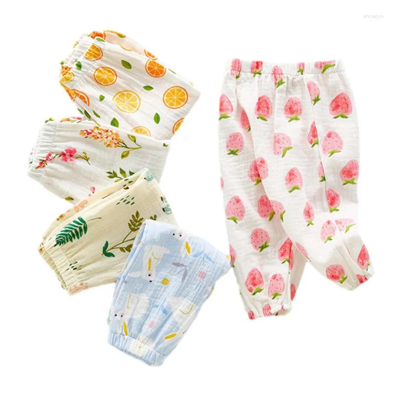 Pantaloni estivi mussoli per bambini pantaloni per bambini vestiti ragazza cotone bambino morbido bambino per bambini con la stampa di cartone animato bloomer 2023