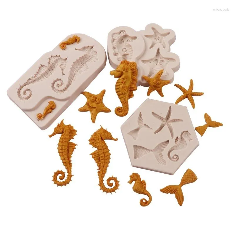 Baking Moulds Sea Animal Silicone Mold Seahorse Star Shell Fudge DIY Chocolate Cake Decor Accessories Epoxy Resin