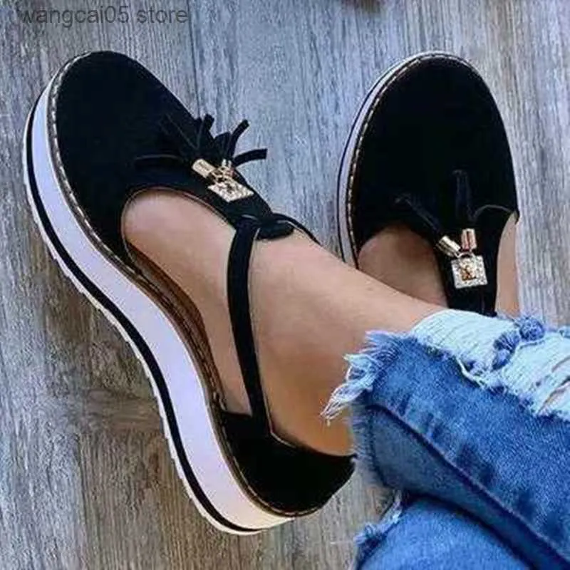 Klänningskor Nya kvinnor Sandaler Summer Casual Flat Platform Heel Kylskåp Buckle Strap Female Sandals Platform Women Shoes for Women 2021 T230818