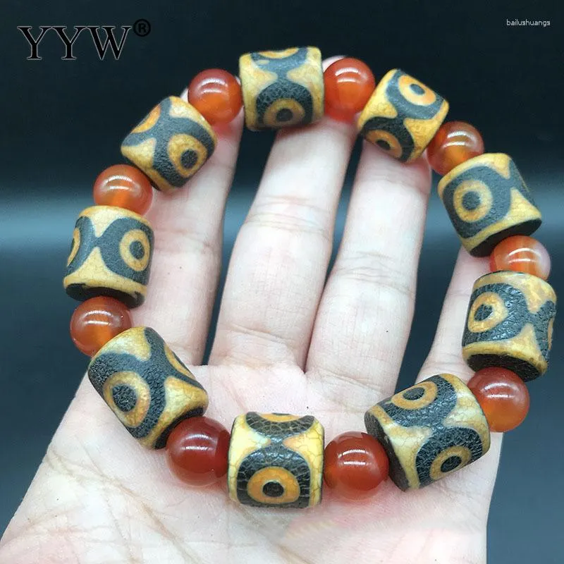 Strand Red Tibetan Agate Bracelet Jeias de Bangle de Moda de Pedra Naturais para Mulher Dois Colorido Diferente Por aproximadamente 20 cm