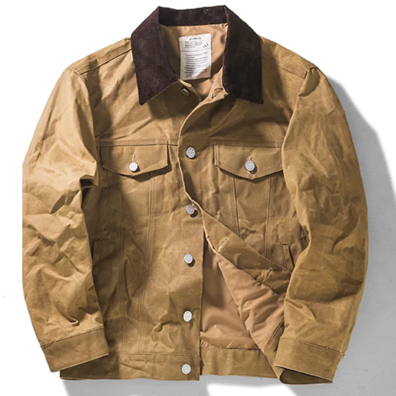 Męskie kurtki woskowe olej z wodoodpornym wojskowym motocyklowym motocyklistą rowerowy płaszcz dla wiosennych jesiennych kowbojów woskowane ubrania płótno 230817