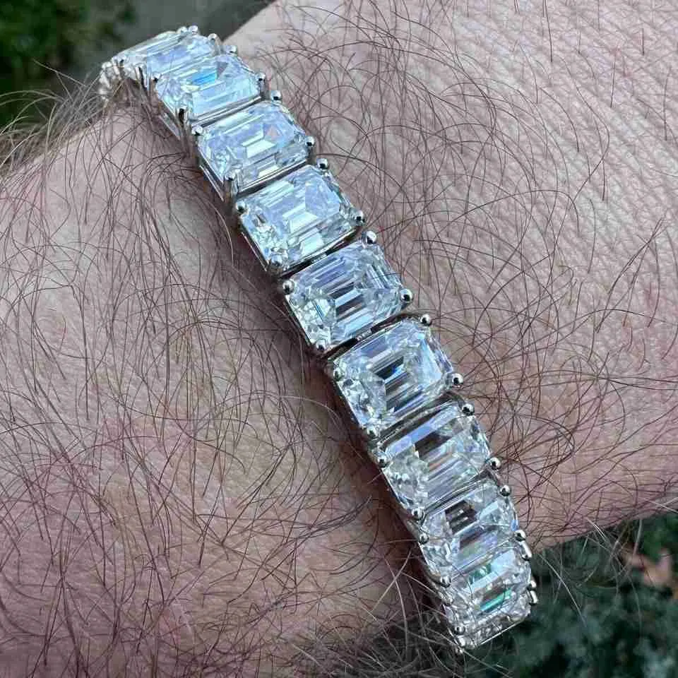 Gra Certificate Iced Out 60ct 6x8mm Emerald Cut 925 Silver Moissanite Tennis Bracelet Du 131 04 DHgate