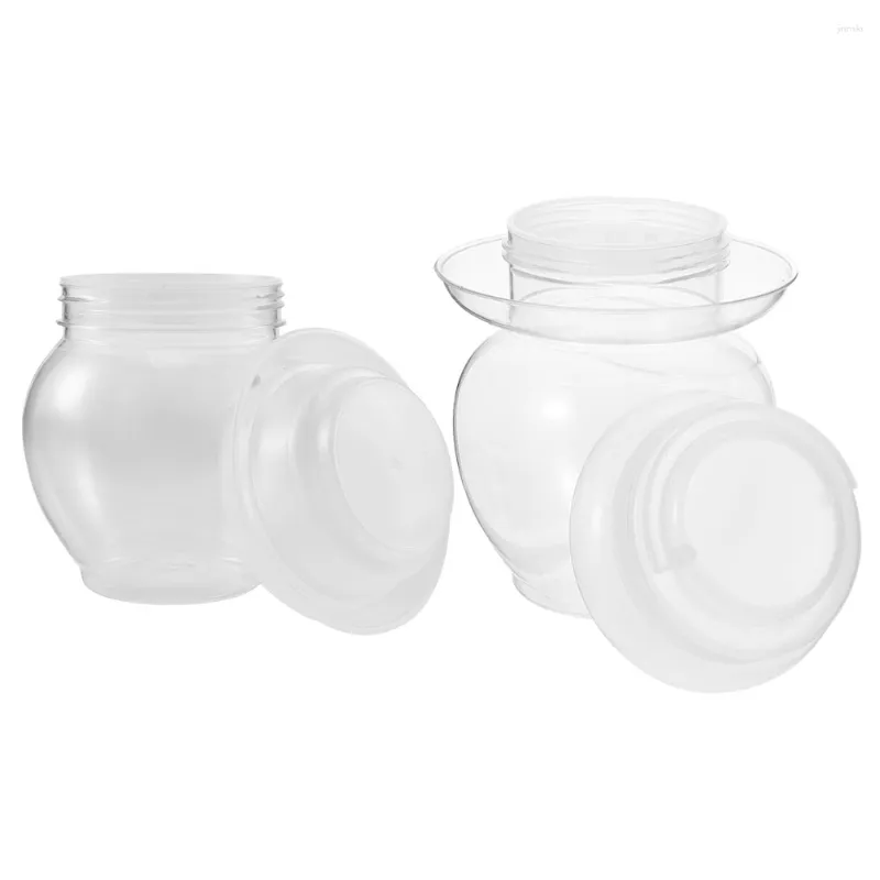 Lagringsflaskor 2 st transparent pickle burk tätning bekväm tillbehör plast hushållshållare