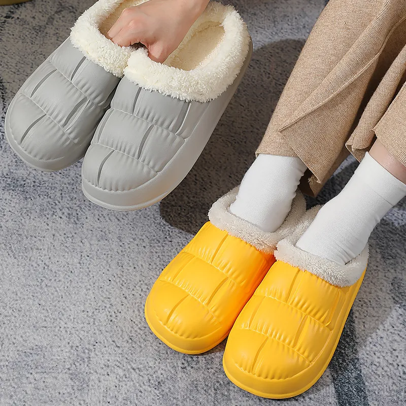 Slippers Bebealy mode harige slippers vrouw winter warme premium broodschoenen buiten comfortabel dik platform waterdichte slippers 230817