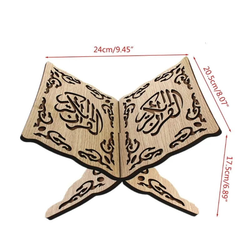 ノベルティアイテムEid Mubarak Book ShelfWooden Islam Book Books Storage Display Rack RETRO KURAN HOLY BOOK STAND HOLDER 230817