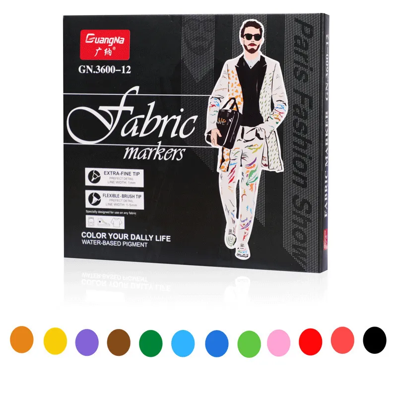 12/24 Colors Dual Tip Fabric Markers,Permanent Art Markers Pen for T-Shirts  Clothes Sneakers Canvas Kids Adults Writing Painting