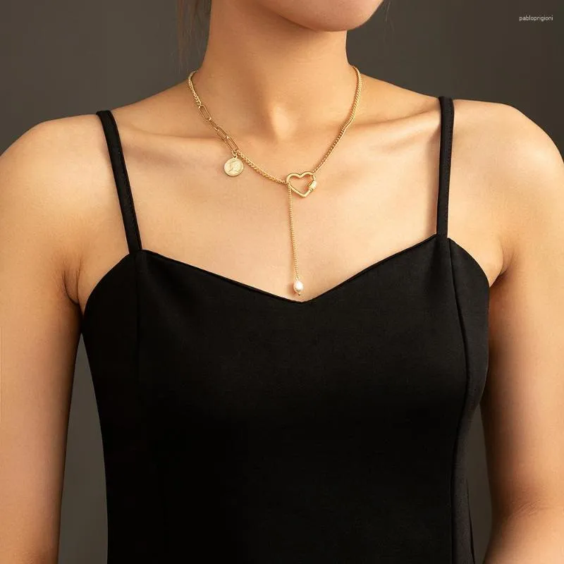 Collier en perles d'eau douce naturelles ovales en forme de cœur pour femme, simple, élégant, tendance, bijoux, cadeau_voghion.com