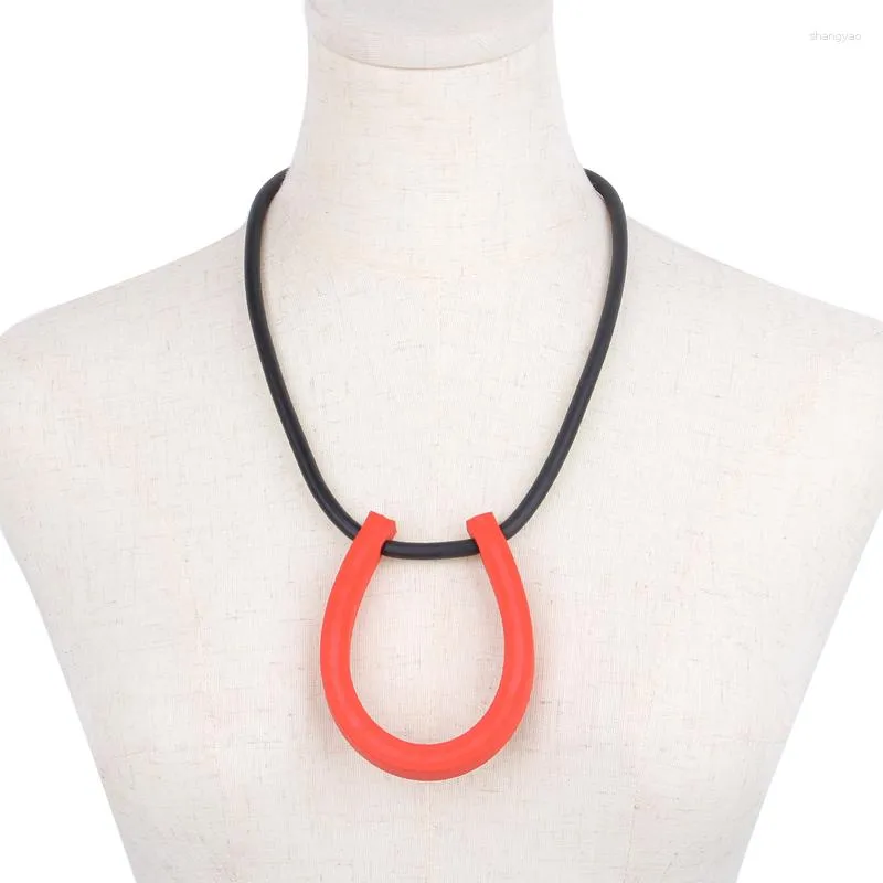 Pendant Necklaces YD&YDBZ Orange Circle Choker Jewelry Necklace For Women Simple Flat Rubber Statement Handcrafted Party Festival Gift