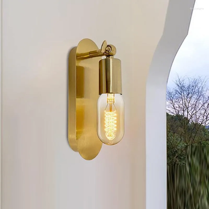Wall Lamp Modern LED Nordic Copper Minimalist Bedside Porch El Room Hallway Decorative Lighting Fixtures