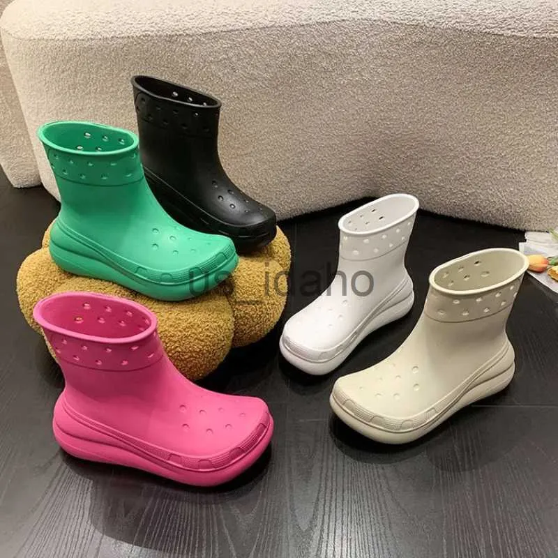 Laarzen unisex Waterlaarzen verstopt hoogtehoogte toenemende slip-on dames man hoge kwaliteit dik bodem platform regenboots niet-slip eva laarzen J230818