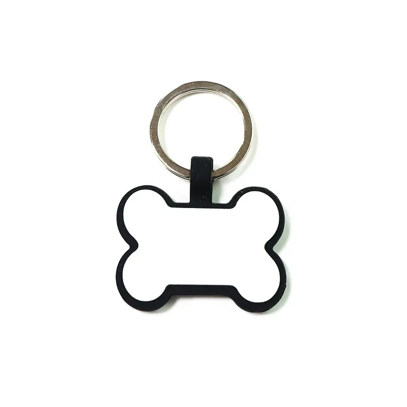 Creative Silicone Dog Tag Cat Tag Bone Shaped Pet Property Tag Silicone Keyring Silicone Pet Tag DIY Cat And Dog ID Card Multicolor Keychains