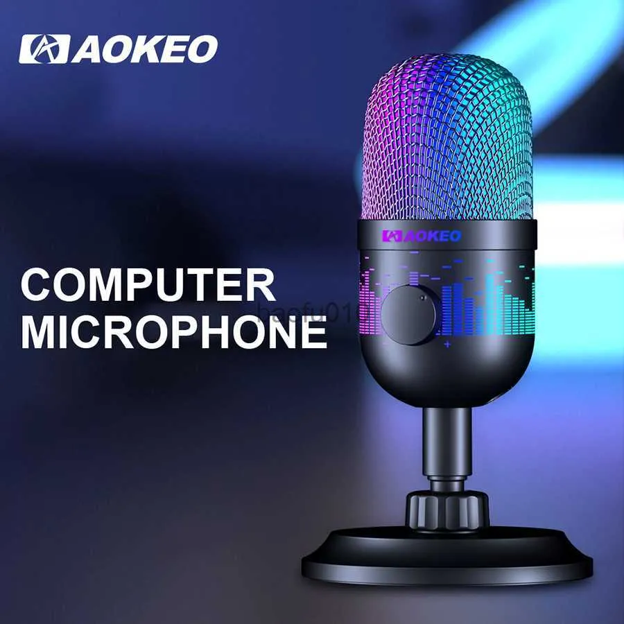 Microfones aokeo dedicado USB Microfone Computer Games Record e podcast Telefone celular competitivo Tiktok Live K Song RGB Light Microp HKD230818