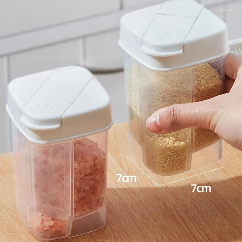 Storage Bottles Double-opened Quantitative Seasoning Jar Food Containers Airtight Moisture-proof For Cereal Flour Rice Sugar