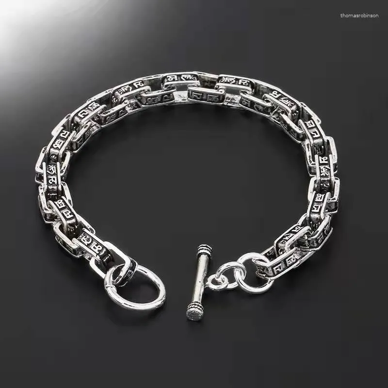 Link armbanden foyuan zilveren kleur vintage mode sieraden gepersonaliseerde heren om mani padme hum bracelet verjaardag cadeau