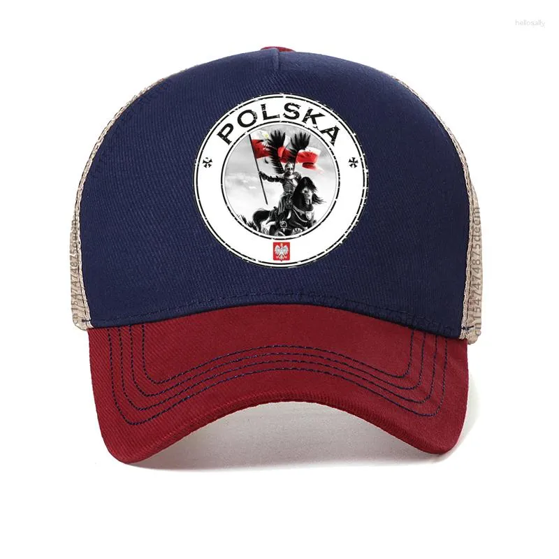 Casquettes de Baseball Pologne Drapeau Graphique Hommes Casquette De Baseball 3D Imprimé D'été Casual Polska Husarz Chapeau Cool Mesh Trucker Chapeaux