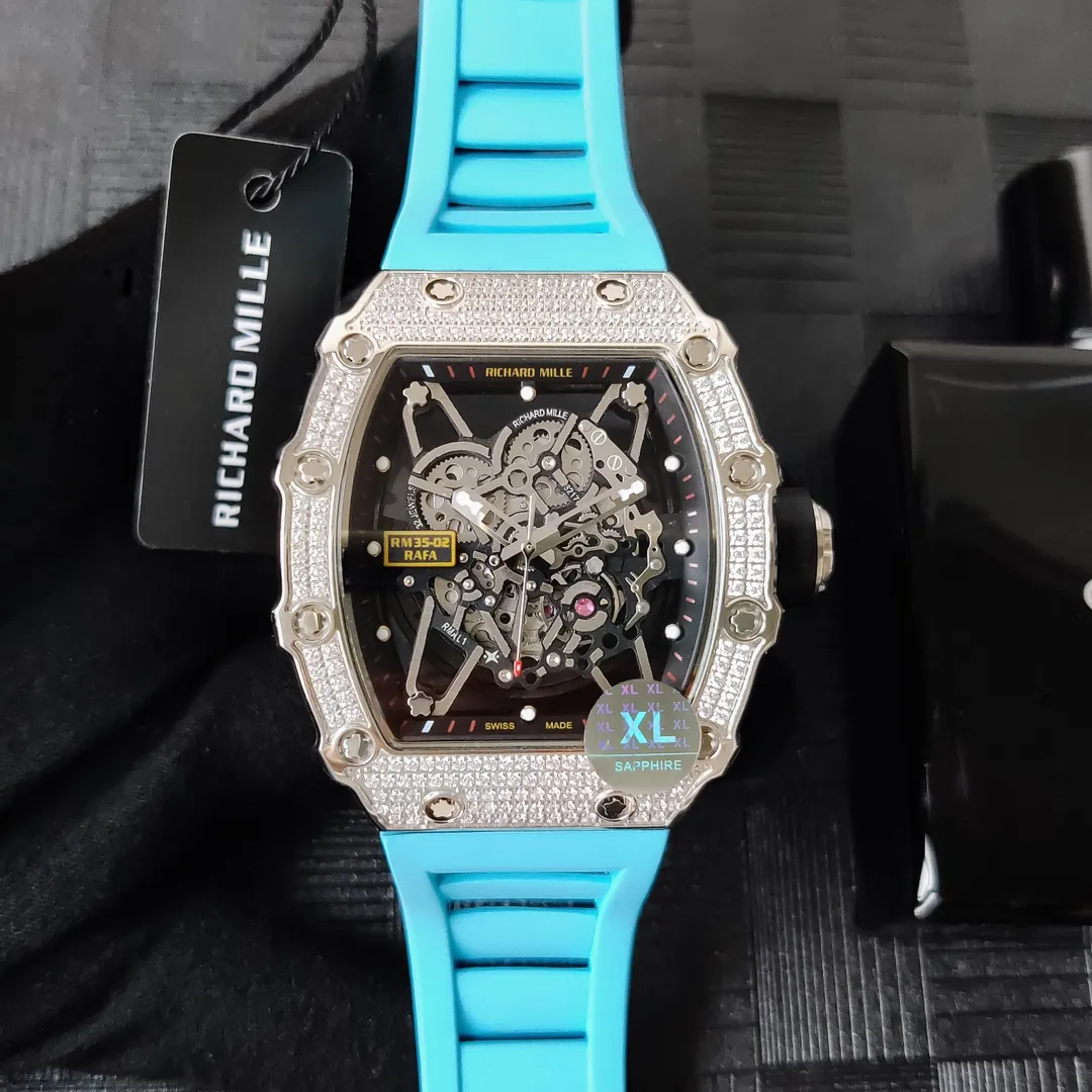 Luxury Wristwatch Richa Milles Wine Barrel Watch Rm35-02 Automatic Mechanical Rose Gold Case Tape Men's Es