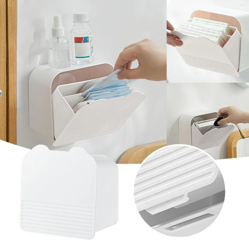 Banyo Aksesuar Seti Duvara Monte Tuvalet Hijim Peçete Saklama Kutusu Pamuk Makyaj Çıkarıcı Yeniden Kullanılabilir Kağıt Havlular