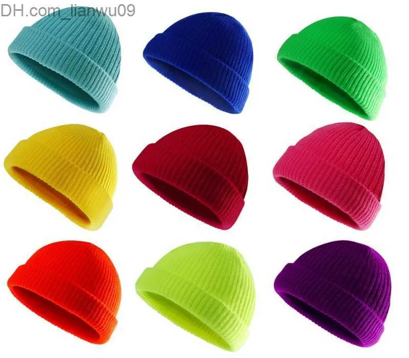Bonnet / crâne casquettes 19 couleurs mode hommes femmes pêcheur bonnets acrylique tricot chapeaux couleur pure chalutier bonnet chapeau chaud hiver chapeaux Z230819
