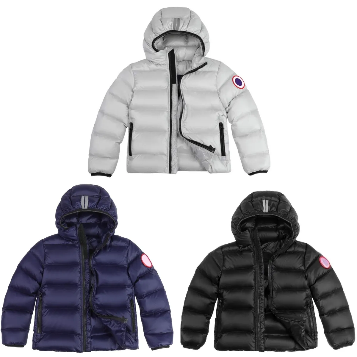 Jacken Kinder Daunenmantel Kleinkind Kanadische Winter Designerjacke Kinder Jungen Warme Kleidung Gänse Mädchen Jugend Kapuzenoberbekleidung Parkas Blume Schwarz Grau