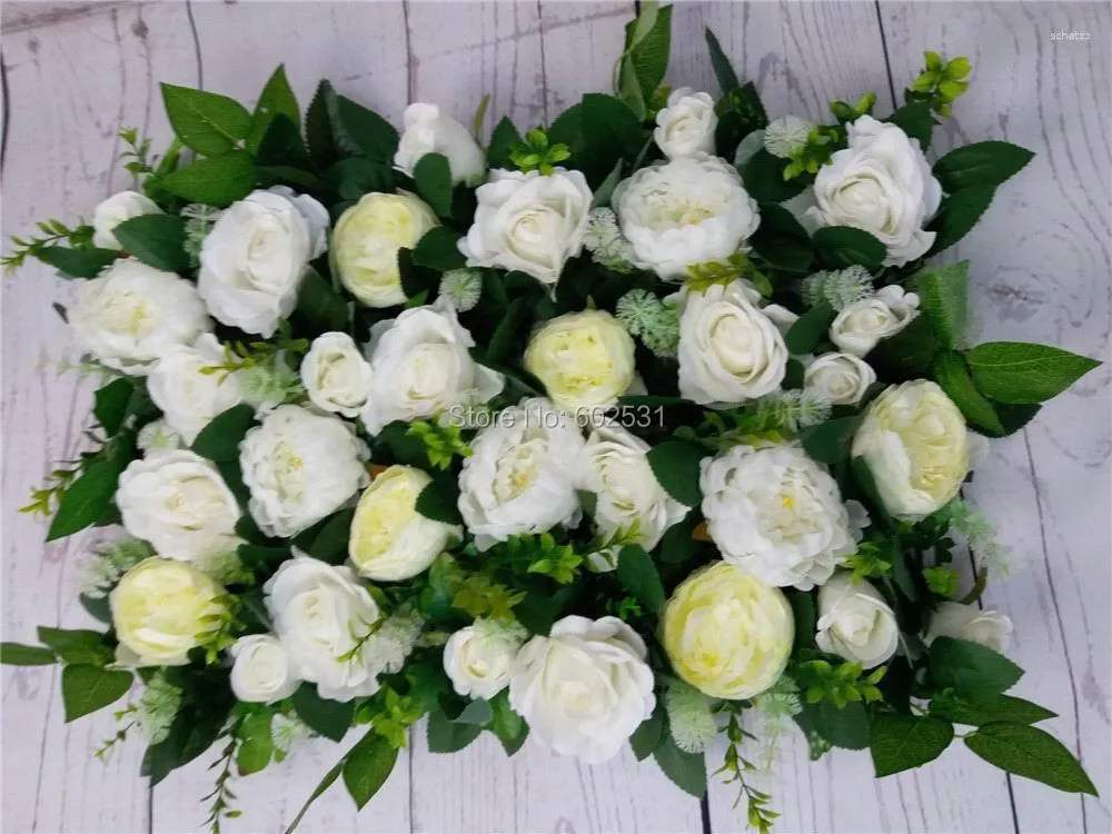장식용 꽃 SPR 10PCS/로트 인공 실크 장미 꽃 벽과 녹색 모란 웨딩 배경 아치 테이블 장식 플로