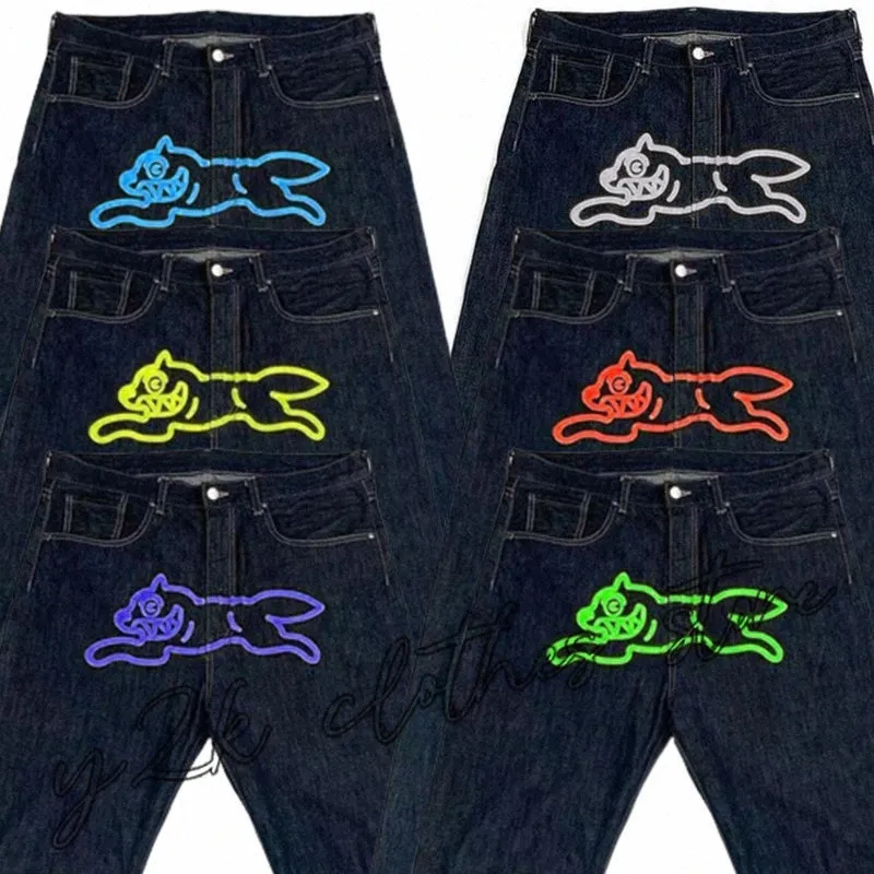 y2k lila jeans för herr designer män harajuku hip hop hund grafisk tryck baggy svarta byxor punk rock gotiska bredbyxor streetwear denim tårar jean 276n#