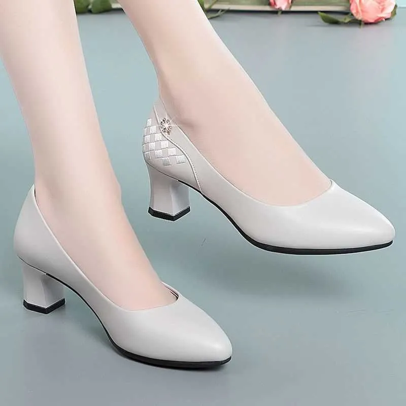 Original Genuine Box Leather Women Designer Dress Shoes High Heels Womens S Pumps Lady Wedding Shoes Fashion Business Women Dress Suits Office Gowns Dresses s uits es