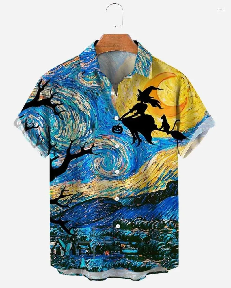 Camisas casuais masculinas camisa havaiana 3d pintura a óleo