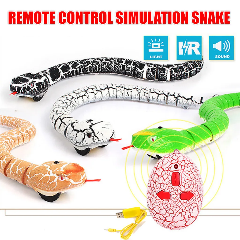 Eléctrico RC Animales Control remoto Serpiente Juguete para gato Gatito Controlador en forma de huevo Serpiente de cascabel Teaser interactivo Jugar RC Juego Pet Kid 230818
