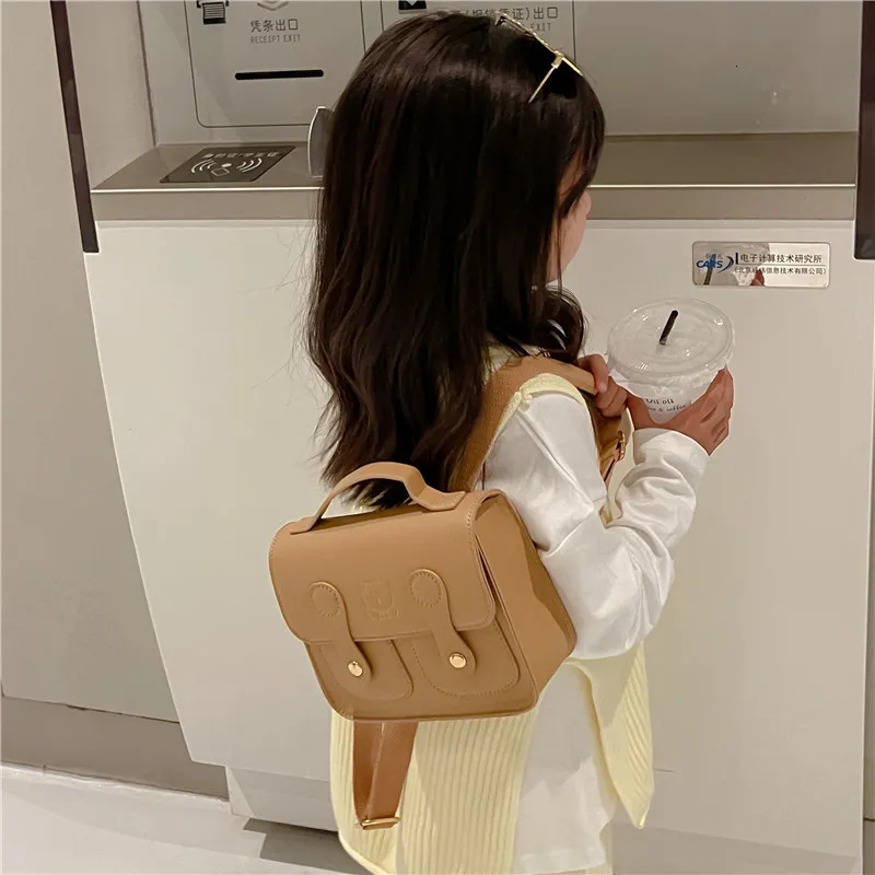 Fashion Backpack for Kids PU Leather Bear Vintage School Bag for Boys and Girls 5 Colors