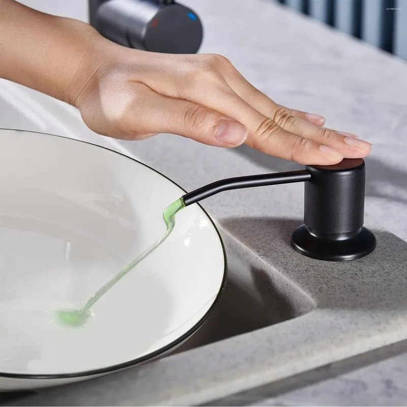 Sıvı Sabun Dispenser Mutfak Lavabo Siyah Abs Deterjan Losyon Dispenser Paslanmaz Çelik Baş Şişe