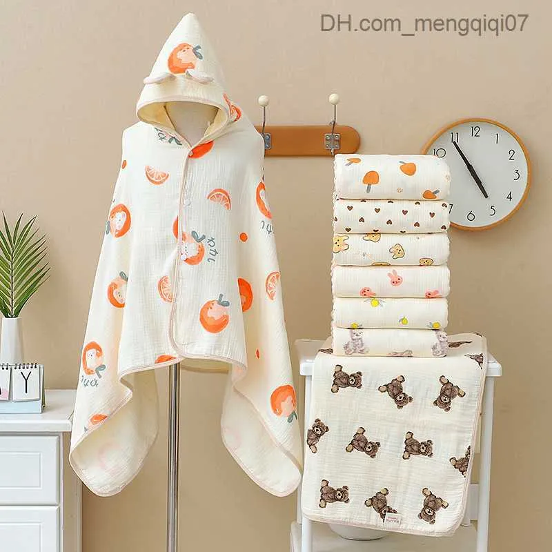 Towels Robes Soft cotton baby hooded towel suitable for boys girls bathrooms pajamas children's clothing flower baby ponchos Z230819