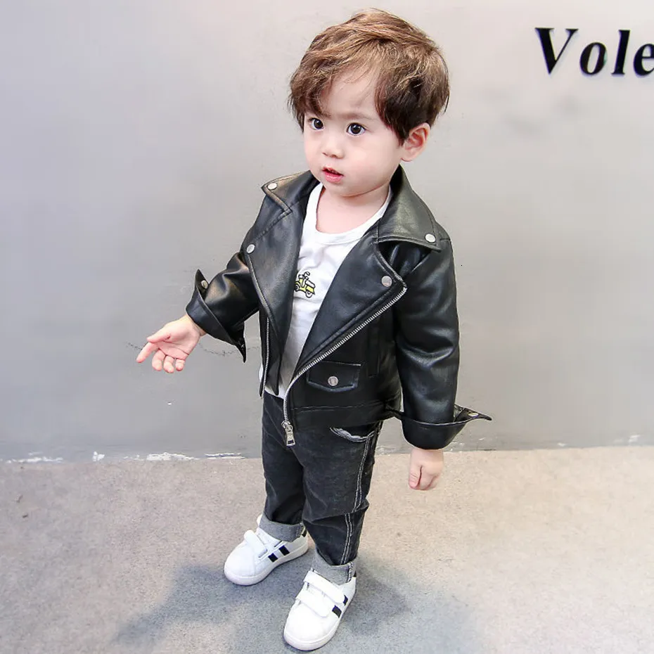 Leather coats top for toddlers
