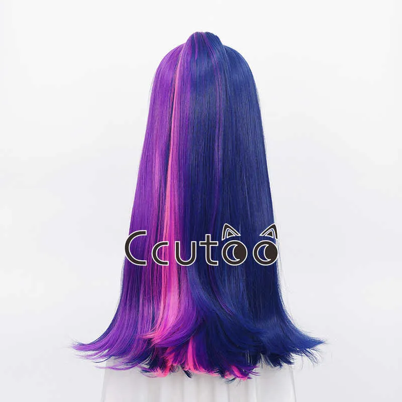 ?Mixed Wig?Blue,Green,Purple Long Straight Hair! Pastel Purple Mixed Blue Straight Synthetic Hair Wig  main image 2