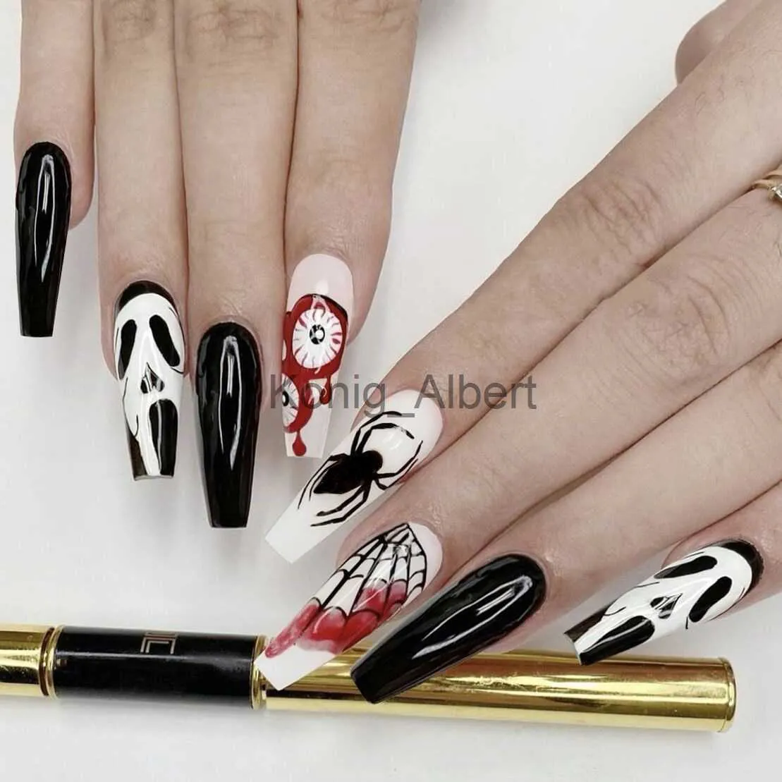 Fofosbeauty 24 pcs Press-on Acrylic False Nails, Nails Tips Designs  2023,Long Coffin French Ghost Purple - Walmart.com