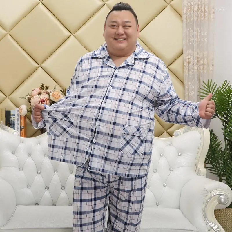 Erkekler Moda Moda Ekose Pamuk Pijama Setleri Erkek Yaz Günlük Artı Boyut 5xl Pijama Erkek Gece Giysileri