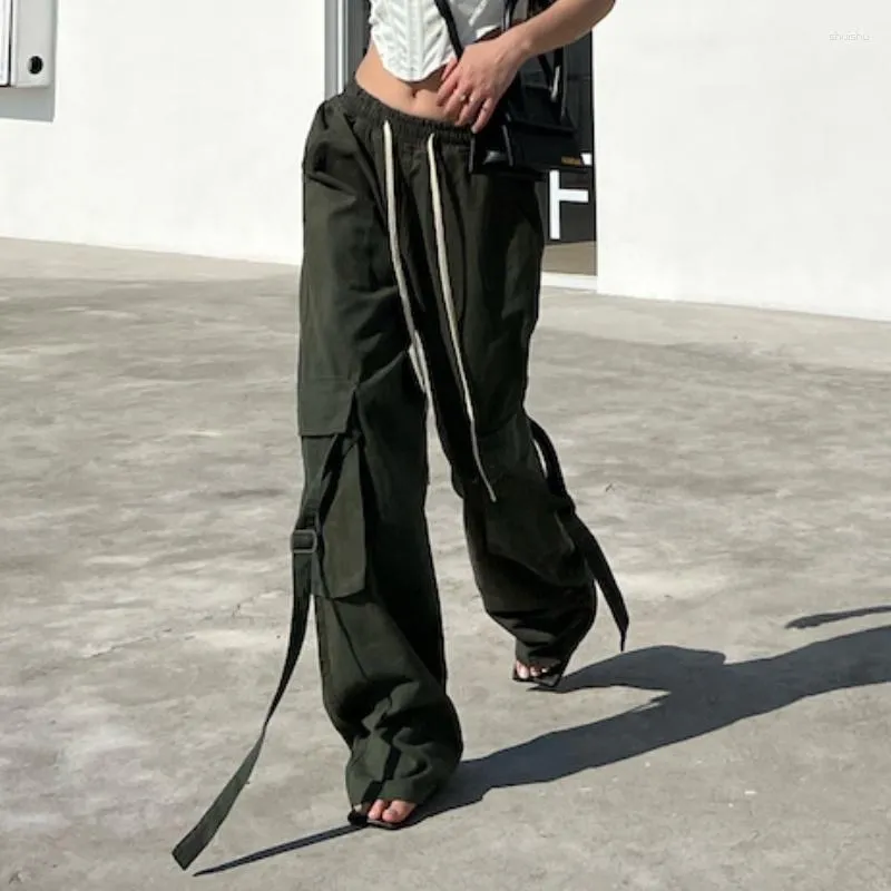 Y2K Parachute Pants Women Hippie Streetwear Oversize Pockets Cargo