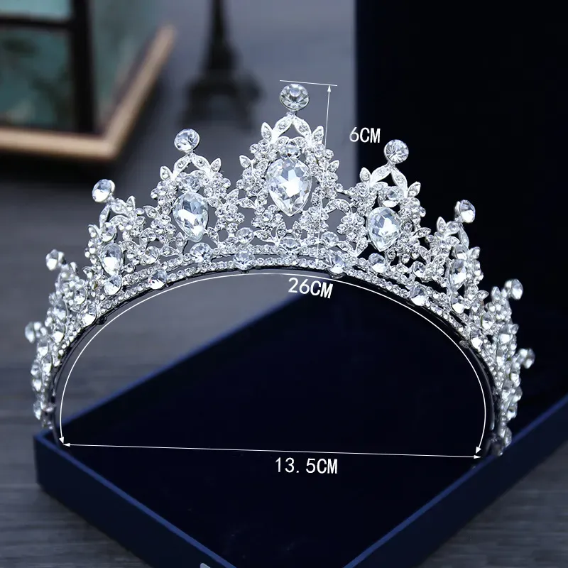 Wedding Headpieces Tiara Crystal Bridal Tiara Crown Silver Color Diadem Veil Accessories Head Jewelry