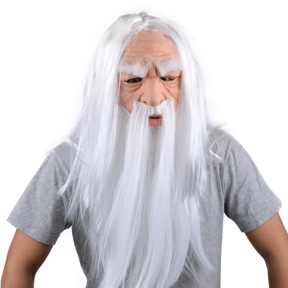 Party Masks Super Funny Santa Claus med White Beard och Witch Cosplay Mask Vuxen Latex Costume Headbonad No.1 230817