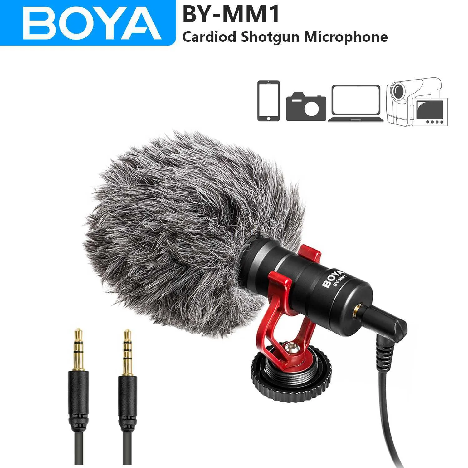 Микрофоны Boya Bya-MM1 на камере микрофон ружья для iPhone Android смартфон Норпоппин Nikon DSLR Камеры записи Vlog HKD230818