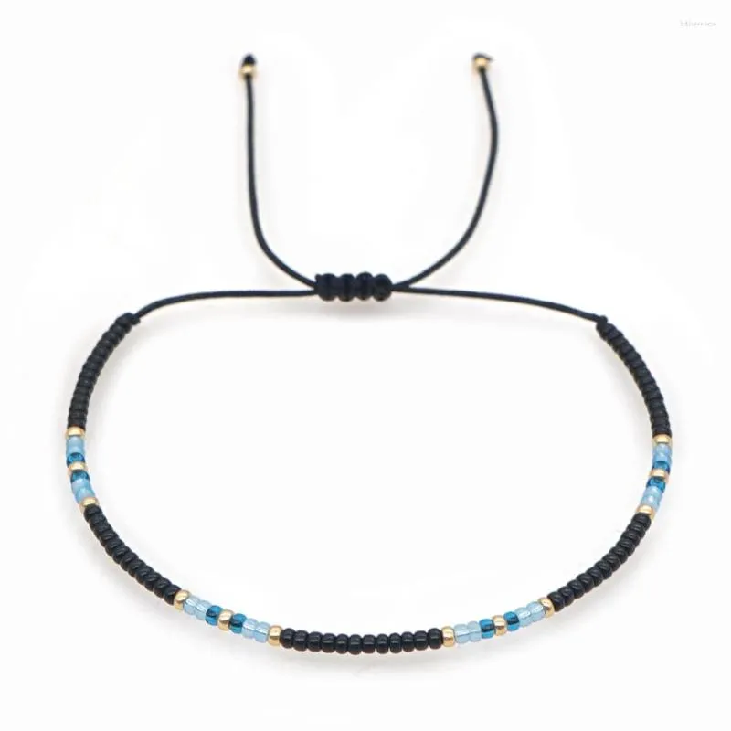 Strand go2boho Bracelet perlé noir minuscule pour les femmes bijoux simples minces en verre mince cordes bracléts réglables