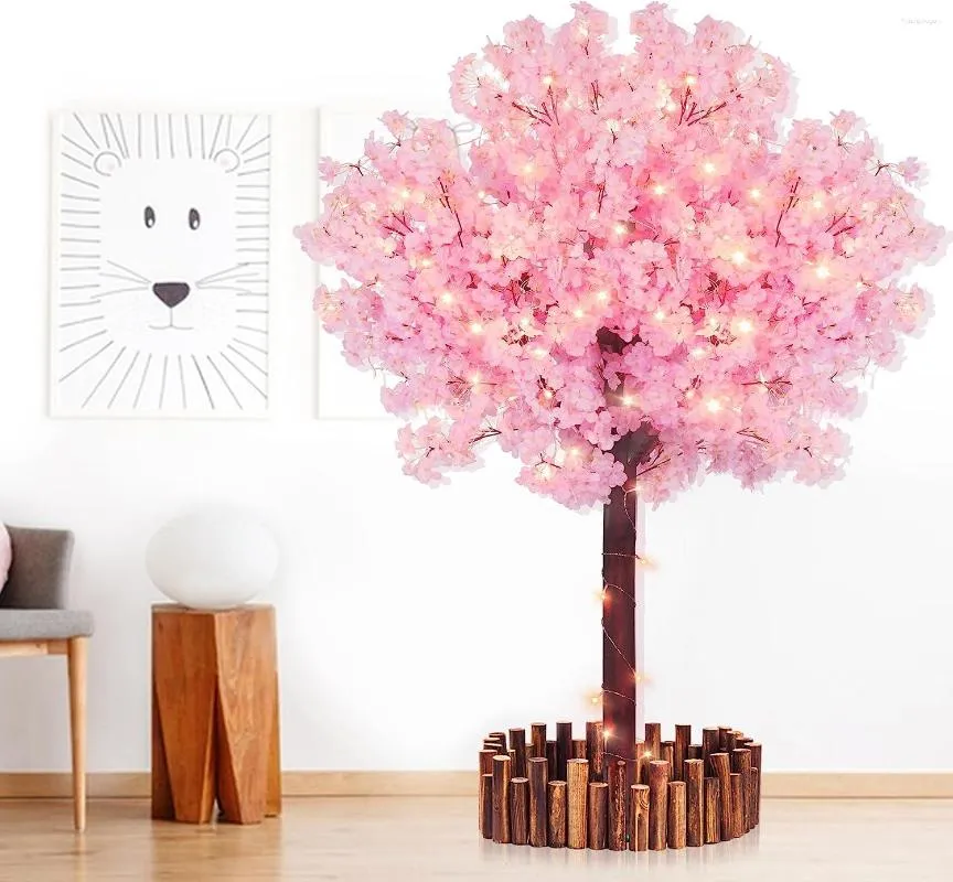 Decoratieve bloemen kunstmatige kersen bloesem boom roze bloem landing indoor decoratie plant potten voor trouwhuis woonkamer decora