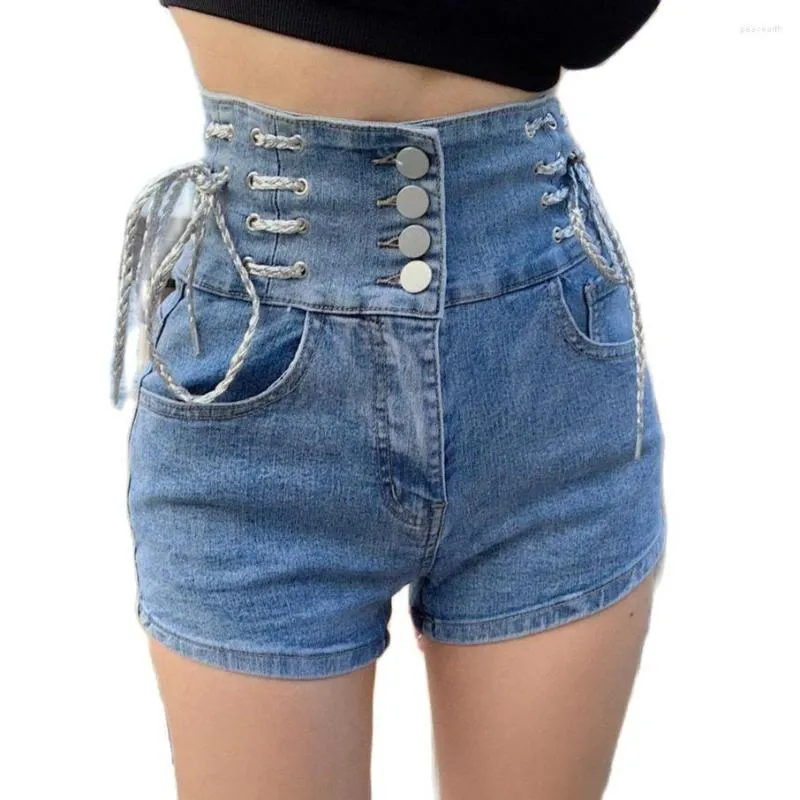 Jeans femminile ad alta vita cotone corto ragazza coreana ragazze estate legate pantaloncini di jeans per donne