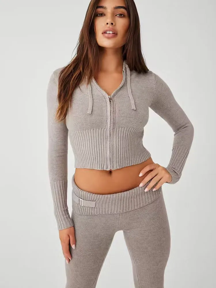 Hooded sweater two piece set sale