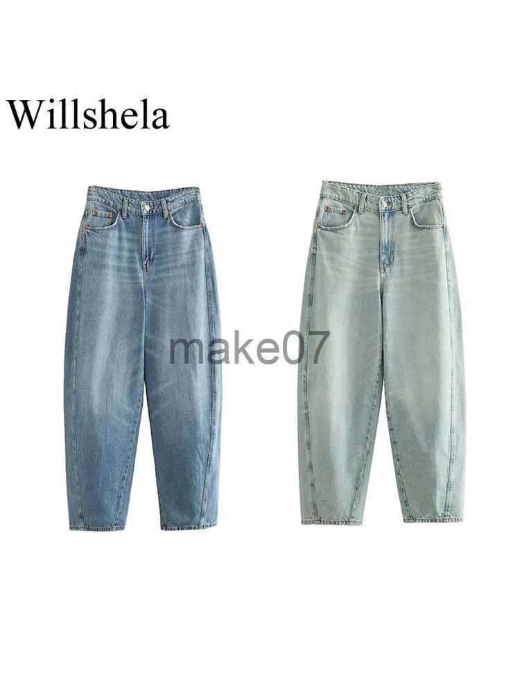 Jeans pour femmes willshela femmes mode denim solide à glissière frontale Blooders jeans pantalon vintage haute taille femelle chic pantalon j230818