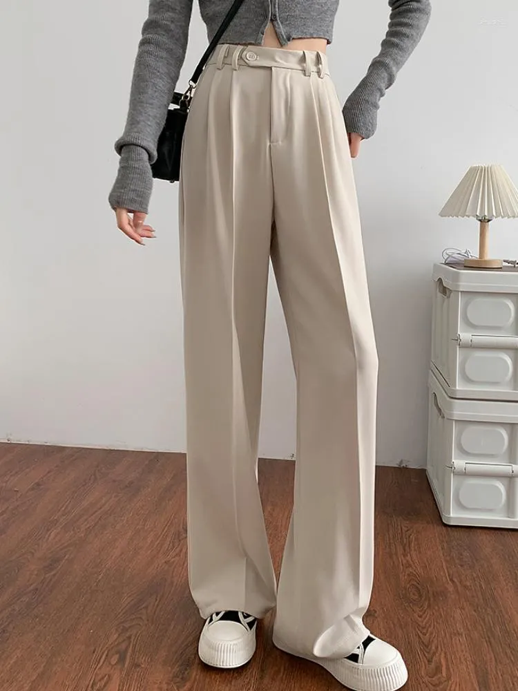 Pantalon féminin mode coréenne femmes occasionnelles pantalon lâche haute taille élégante pantalons hétéros